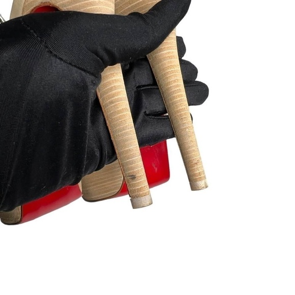 CHRISTIAN LOUBOUTIN • BOW FISHNET SLINGBAG HEELS - Picture 9 of 11